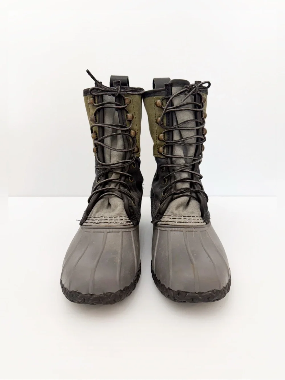 LL Bean Boots Duck Boots Waxed Canvas And Rubber Lace Up Boots - 7